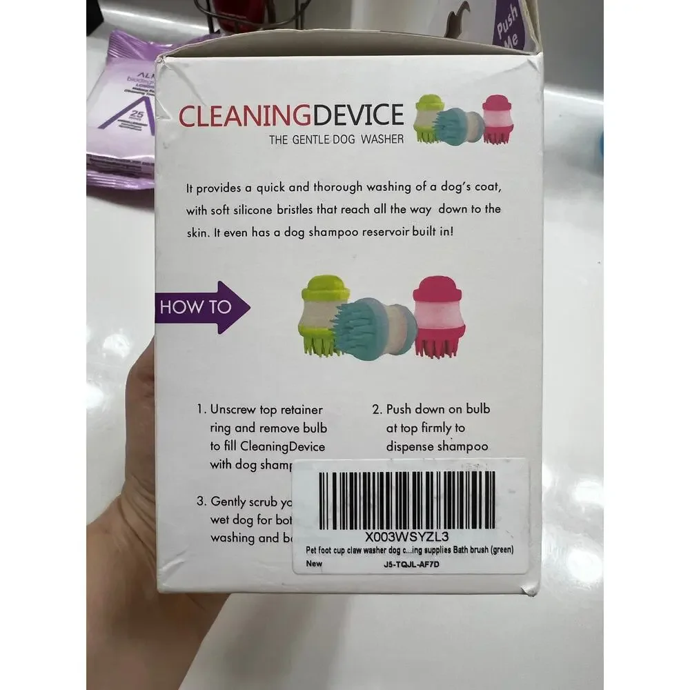 Clean Device Dogs Gentle Soft Silicone Bristles Pet Skin Bathing Brush Green